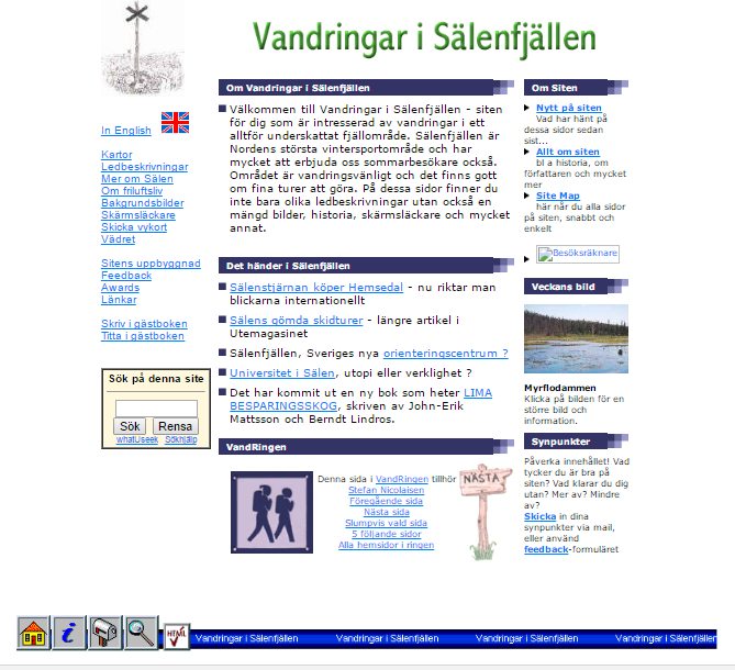 www.salenvandring.se som den såg ut i november 1999