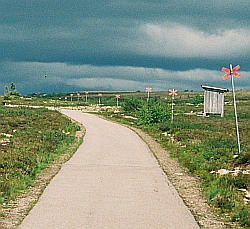 Oväder på väg nära Köarskarsfjället längs led A